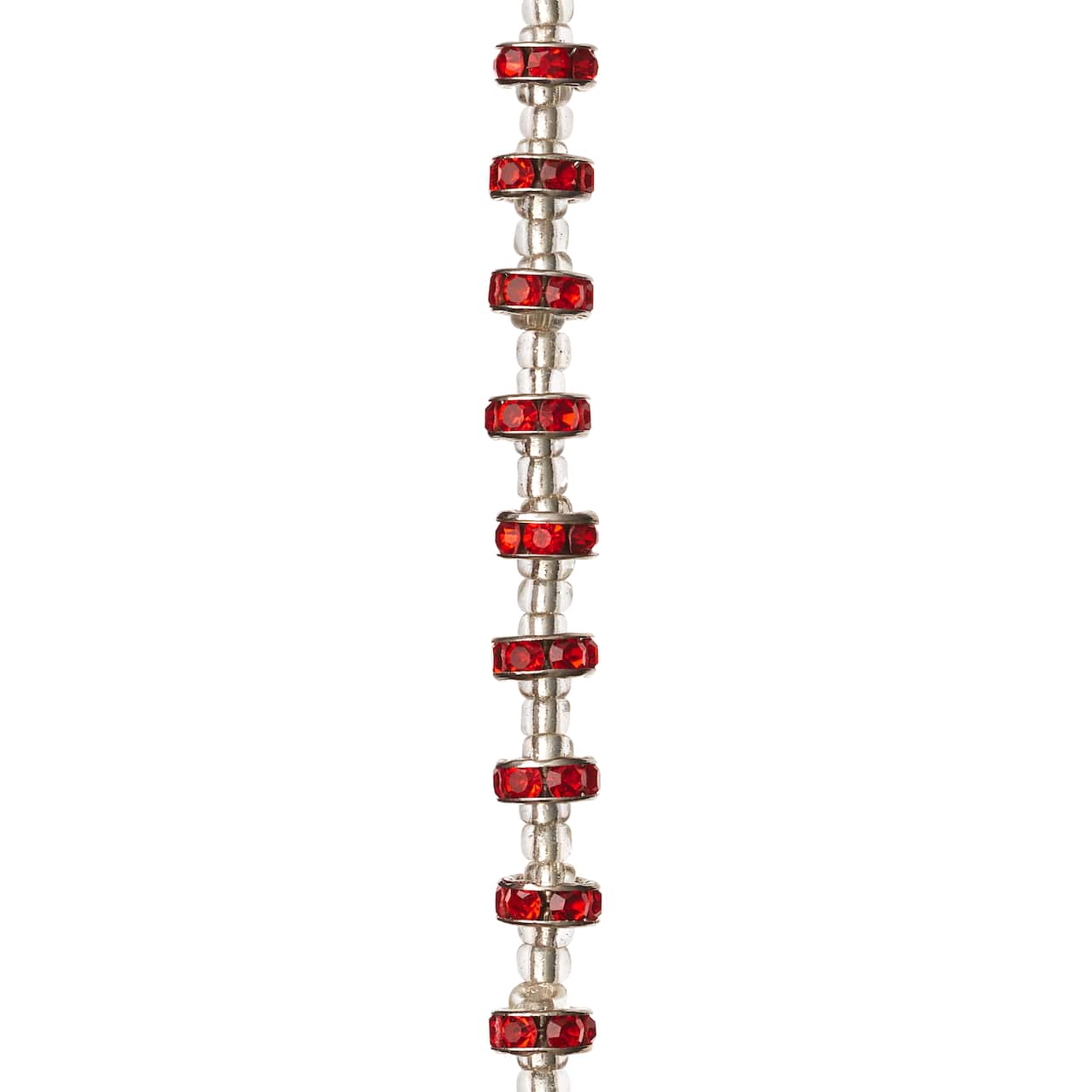 12 Pack: Red Rhinestone Studded Rondelle Beads, 8mm by Bead Landing™
